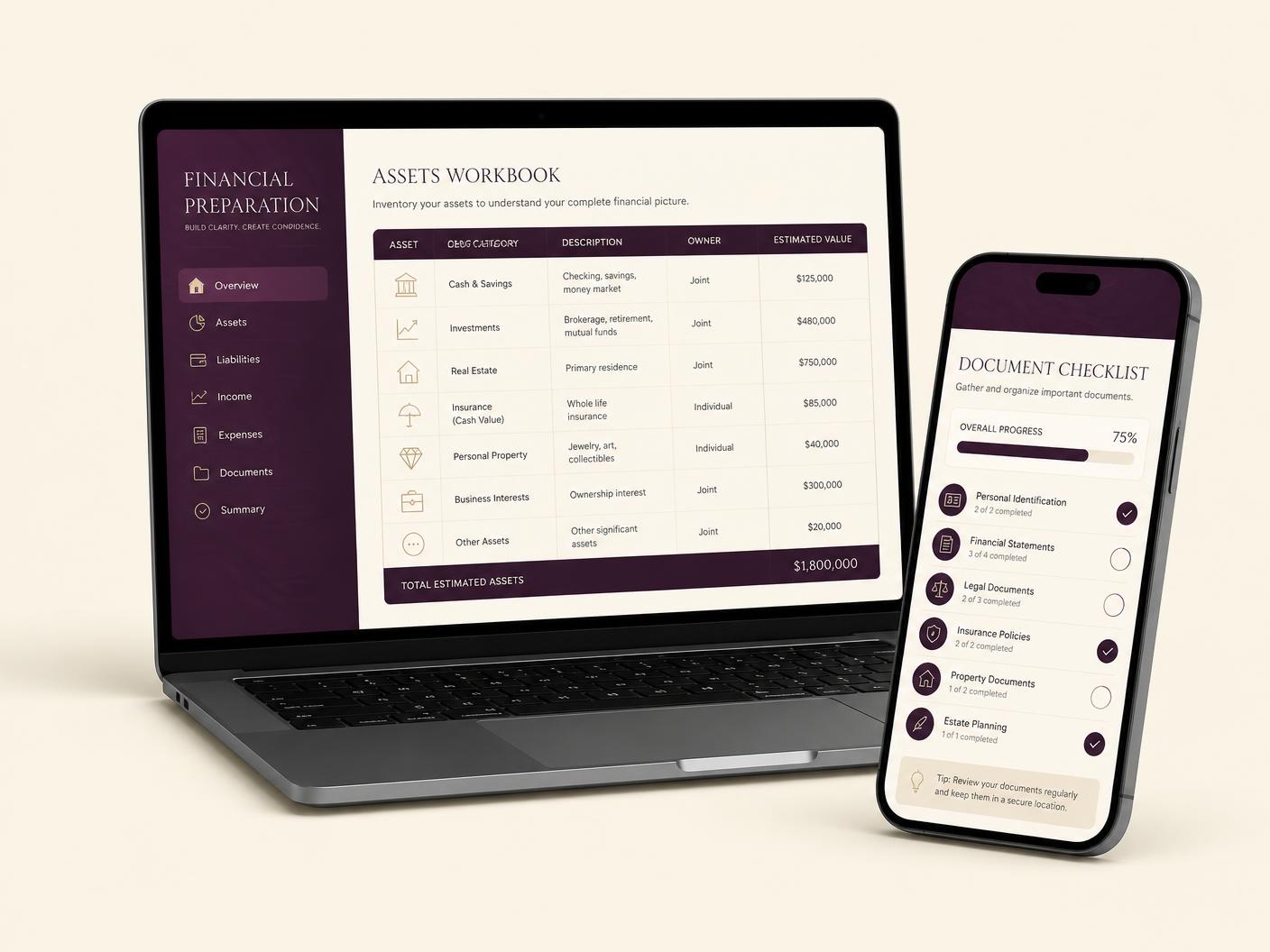 The Divorce Guide UK toolkit shown on a laptop and phone